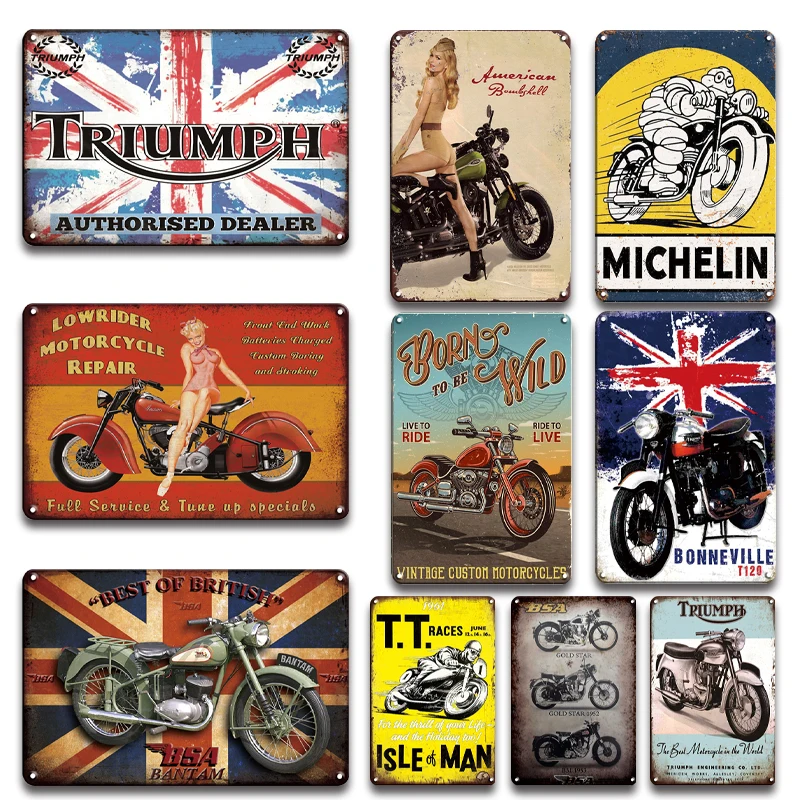 Triumph мотоцикл с британским флагом металлический логотип металлическая живопись