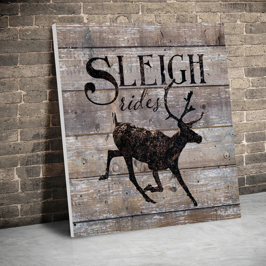 

Framed Sleigh Rides Deer Christmas Posters Canvas Paintings Wall Art Canvas Prints Pictures Kids Room Home Wooden Inner Frame