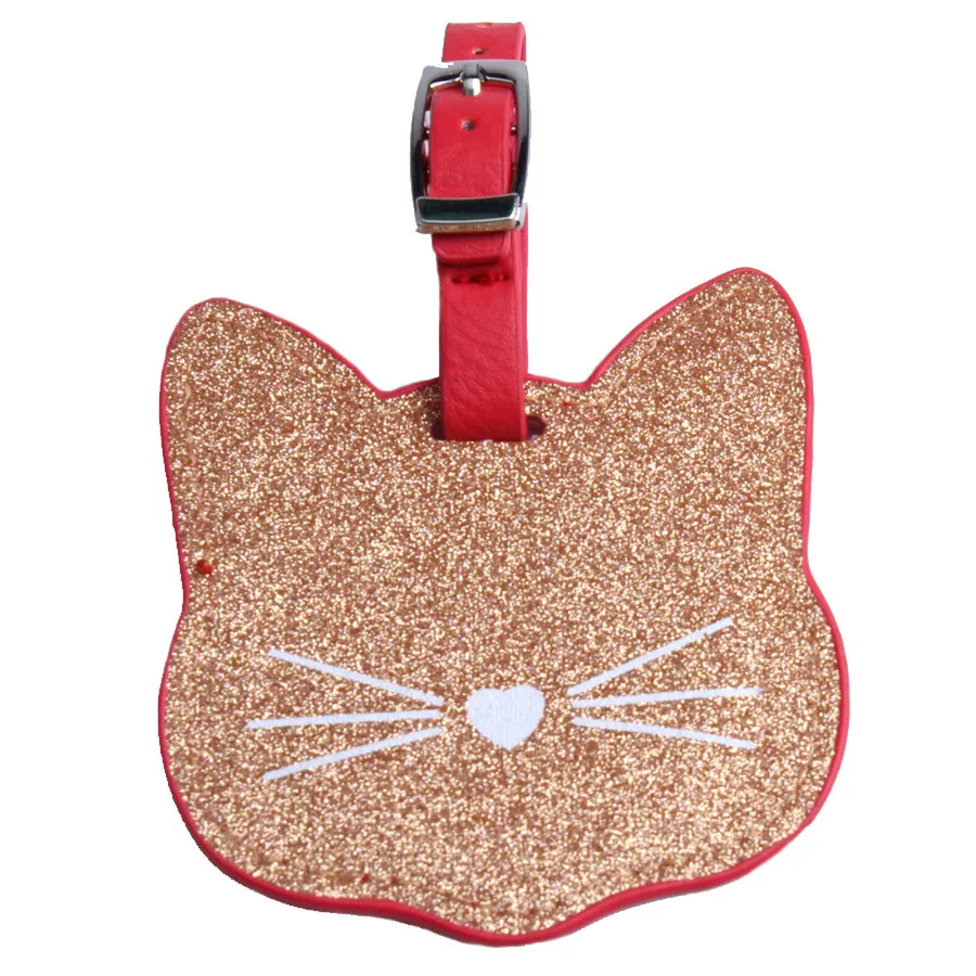 Багажная бирка из искусственной кожи с милым мультяшным животным котом для детей