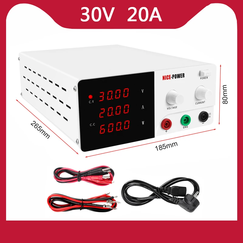 Новый 30V 20A Лаборатория источника питания 60V 10A Регулируемый лаборатории 220V/110 по