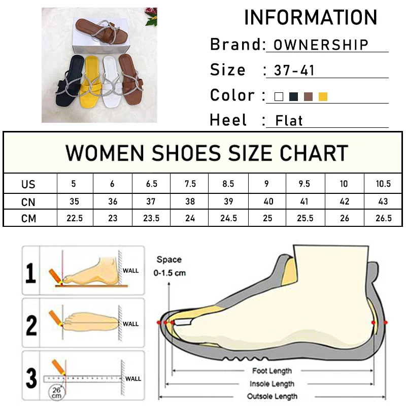 

Women Crystal Square Toe Slippers Woman Casual Flats 2021 Summer Ladies Comfortable Slides Female Cross Beach Shoes Plus Size