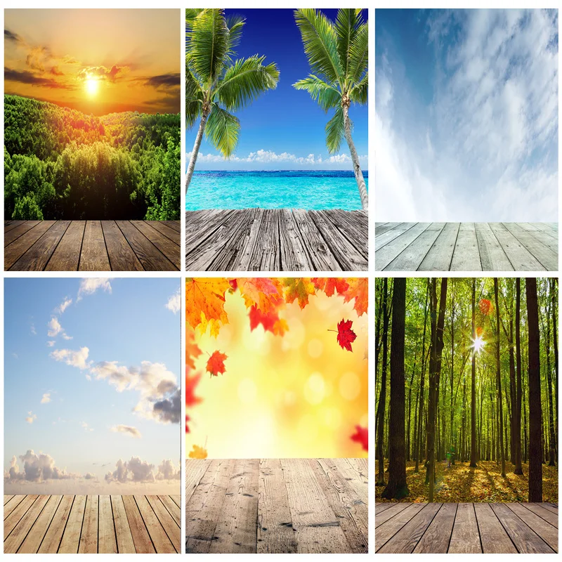 

Landscape Spring Forest Wooden Floor Photography Backgrounds Sky Sea Scenery Baby Portrait Photo Backdrops Studio 210309TFX-01