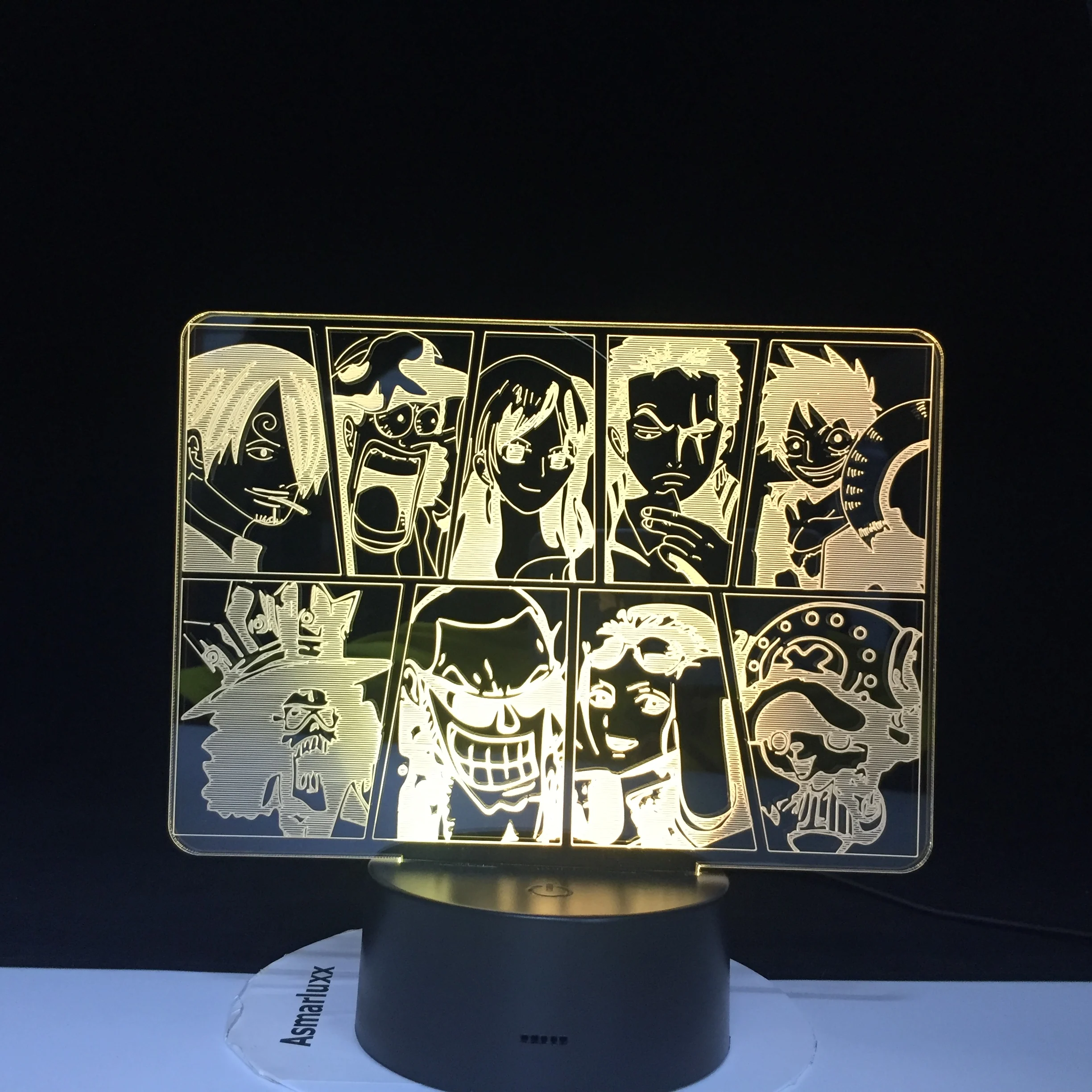 Слитный мультяшный ночной Светильник для команды Luffy Sanji Zoro Nami 3D Светодиодная