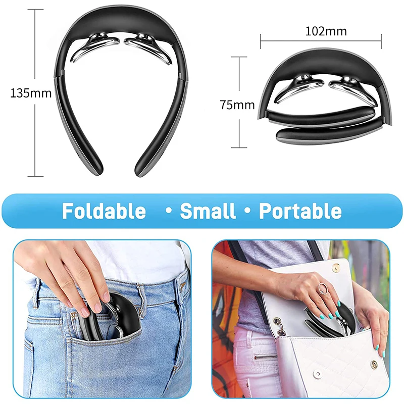 

KLASVSA Foldable Neck Massage Instrument Pulse Cervical Massager 5 Modes 15 Intensities Cervical Grief Massage Relaxtion