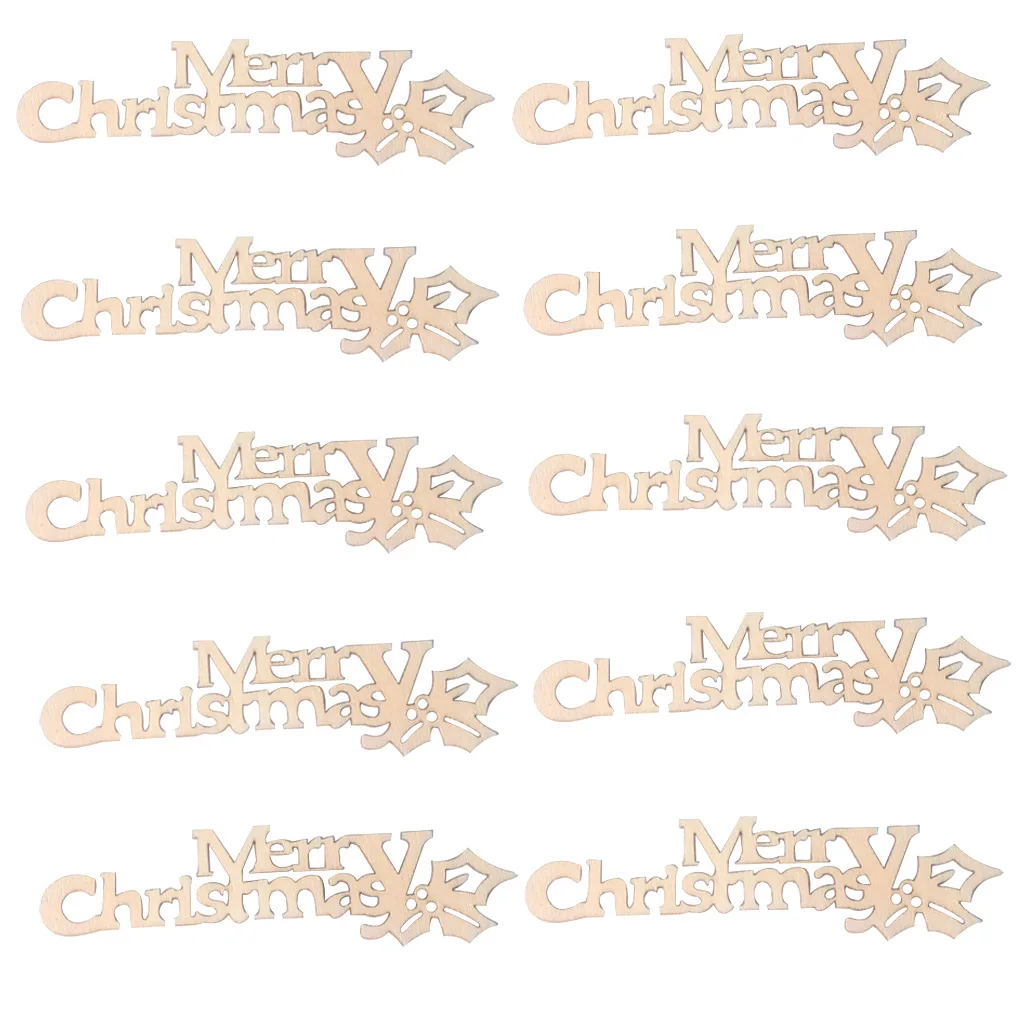

10PCS Merry Christmas Large Unfinished Blank Wood Letters Cutout Sign for Crafts