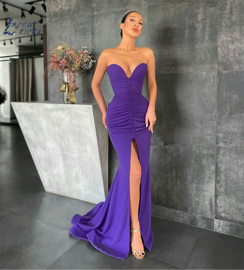 

Женское вечернее платье-Русалка на пуговицах, с высоким разрезом