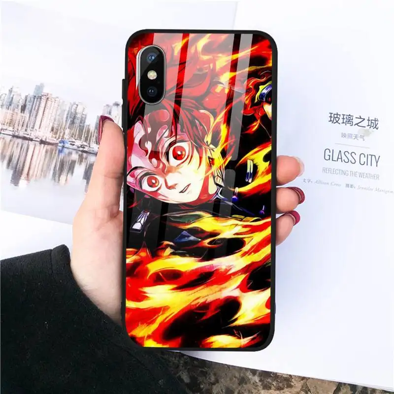 

Anime Demon Slayer Phone Case Tempered glass For iphone 11 12 PRO MAX X XS XR 5C 6 6S 7 8 plus