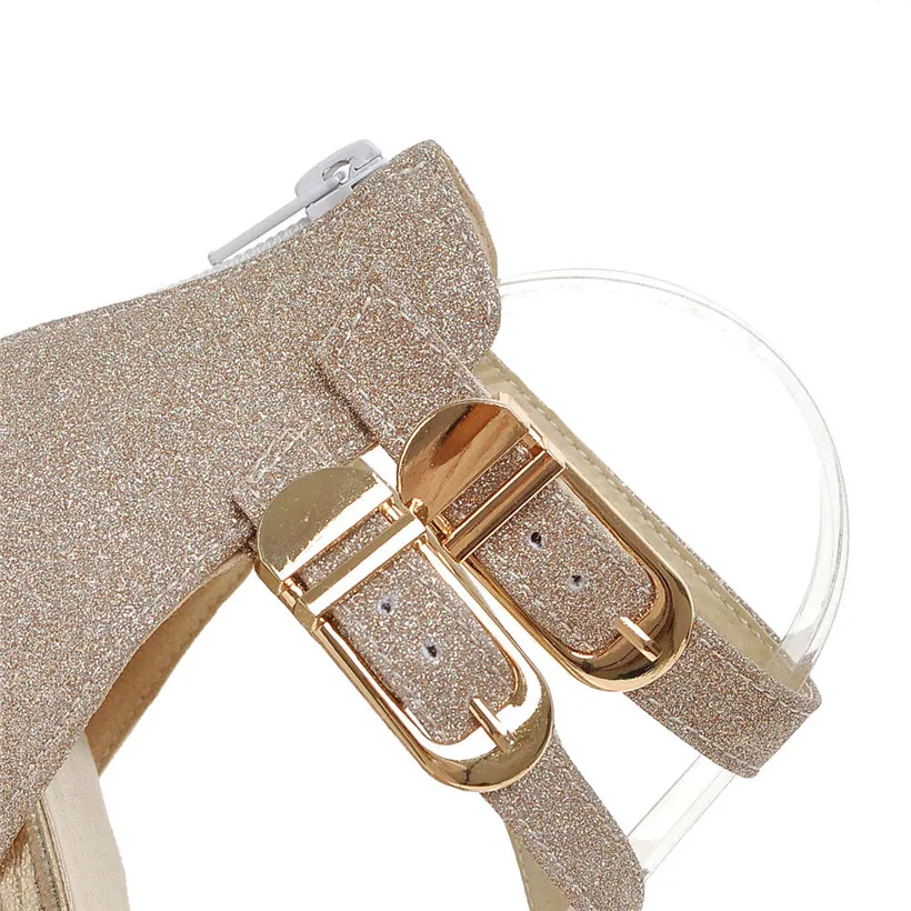 Женские босоножки на платформе Fanyuan золотистые кожаные высоком массивном