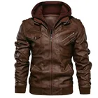 Кожаные мужские куртки в европейском стиле, осенне-зимняя мотоциклетная куртка из искусственной кожи с косой молнией, мужская куртка