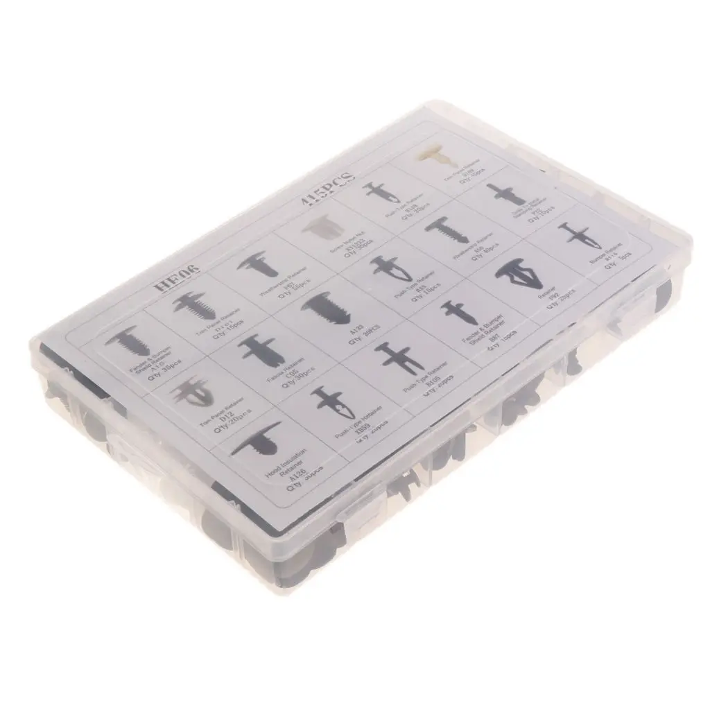 

415pcs 18 Model Nylon Car Body Shield & Push Type Retainer Clips For Ford