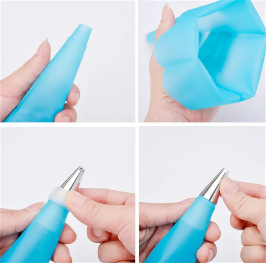 

15Pcs/Set Silicone Pastry Bag Tips Kitchen DIY Cake Icing Piping Cream Cake Decorating Tools Reusable Pastry Bags+12 Nozzle Set