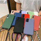 Чехлы для телефонов с ремешком для Samsung S20 Ultra S9 S10 S20 Plus S10E A10 A20 A30 A40 A50 A70 A51 A71 Note 10 Pro, жидкий силиконовый чехол