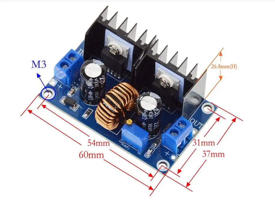 Понижающий модуль питания DC4-40v к DC 1 25-36v 8A 200w Регулируемый XL4016E1 DC-DC регулятор