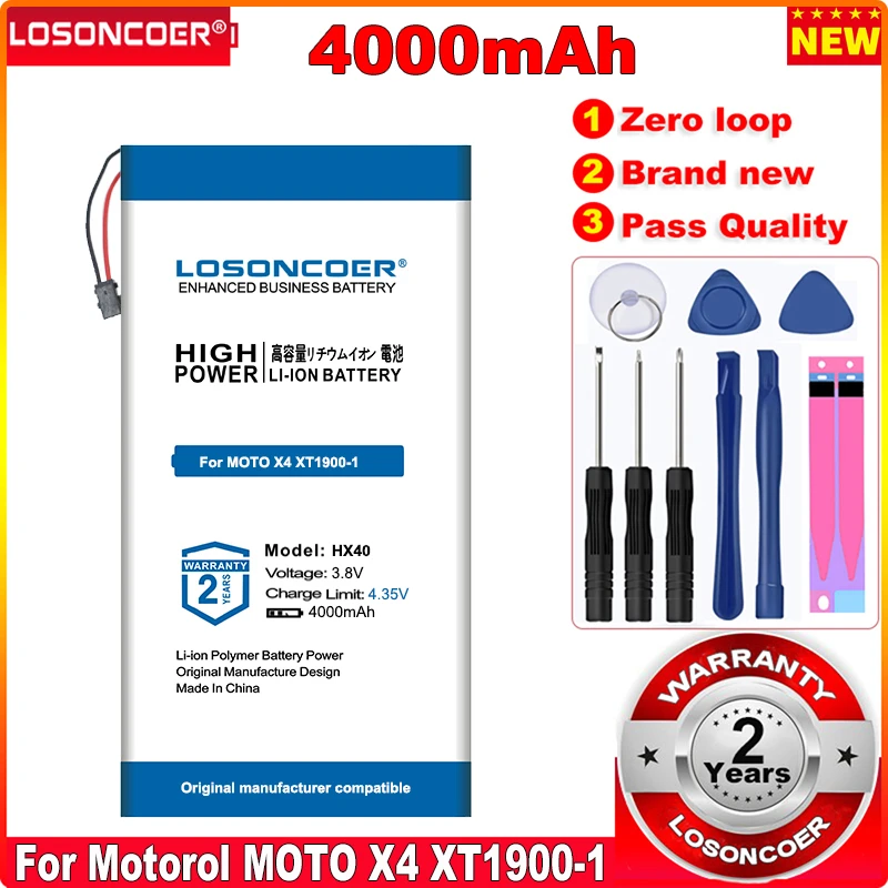0 цикла 100% НОВЫЙ 4000 мА/ч HX40 батарея для Motorola MOTO X4 XT1900 1 2 3 4 5 6 7 батареи|Аккумуляторы
