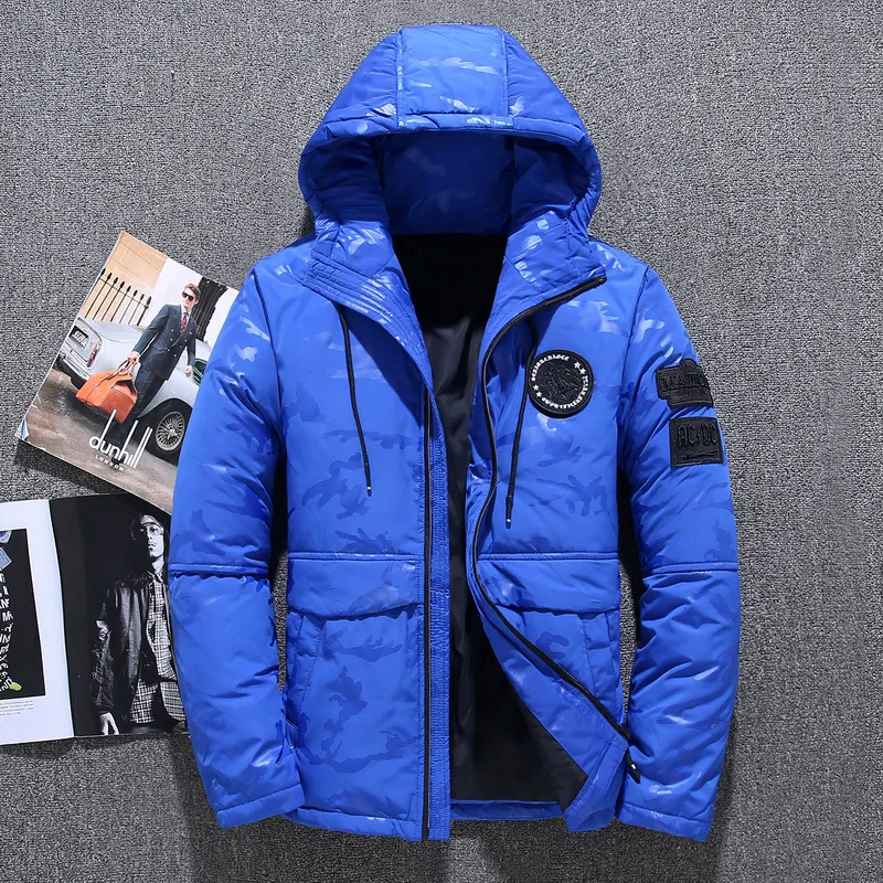 Новый корейский стиль зимняя куртка Мужская короткая пуховая брендовая теплая с
