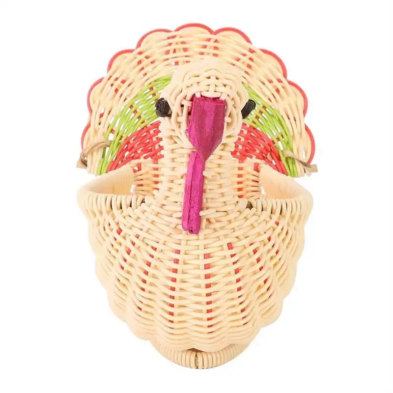 

Hand Woven Storage Basket Cute Desktop Mini Turkey-Shape Storage Basket Hand-Woven Basket Home Decoration