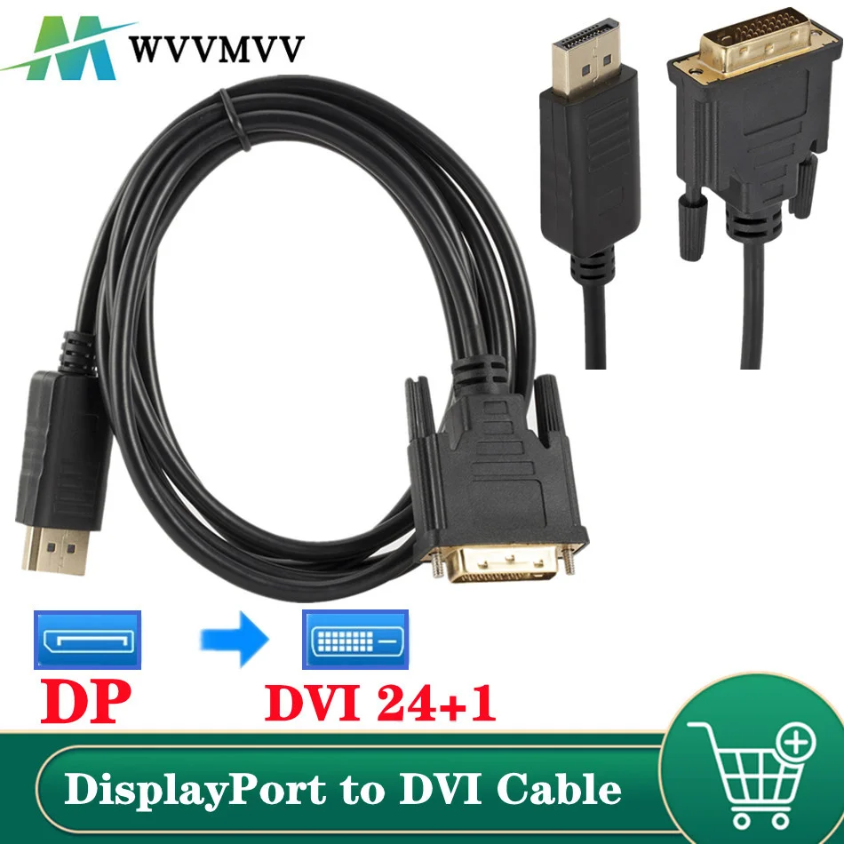 Кабель-переходник DP/DVI 1 8 м штекер-штекер DVI-D 24 + 1Pin монитор для мужчин | Электроника