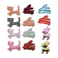 glitters pu flannel deer cat rabbit padded appliques for baby headwear hair clips stick on deco accessories wholesale