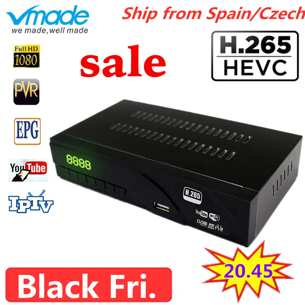Горячая DVB-T2 H.265 HAVC Full HD 1080P эфирный приемник ТВ коробка с ТВ SCART поддержка AC3, Dolby, Youtube телеприставки
