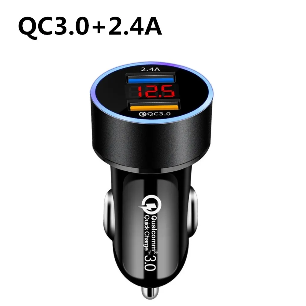 5А автомобильное двойное USB зарядное устройство Быстрая зарядка QC3.0 VOOC DASH мобильный телефон 2 порта Зарядка для iPhone samsung планшет MTK автомобильное зарядное устройство - Тип штекера: QC3.0 black