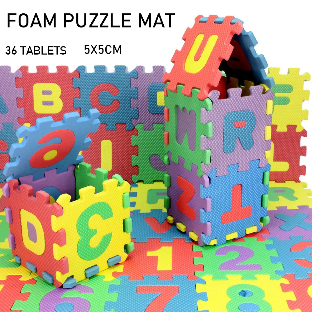 

36pcs 5*5cm Number Alphabet Letter 3D Puzzle Soft Floor Mat Baby Crawling Foam Carpet Mat Kids Play Intellectual Educational Toy