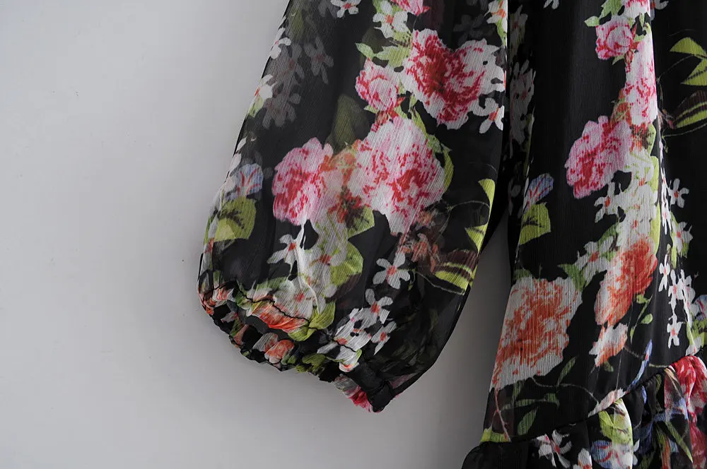 ZA Новое разноцветное модное платье с принтом женская одежда Boho Свободное платье с v-образным вырезом Вечерние подарки