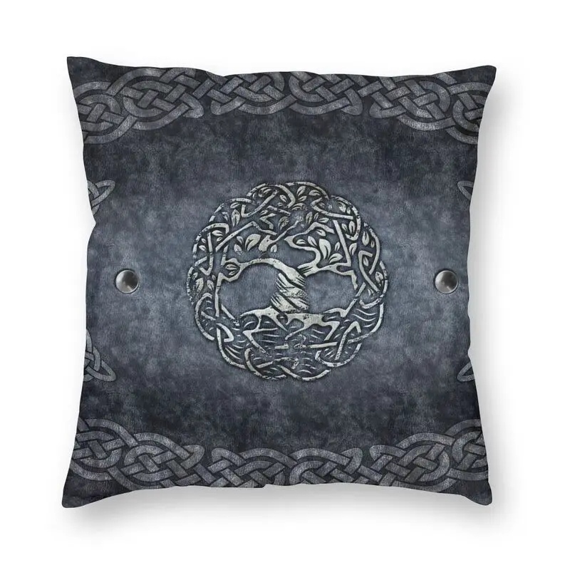 

Tree Of Life Grey Leather Pillow Case 45x45cm Home Decoration Yggdrasil Nordic Cushion Cover Car Pillowcase
