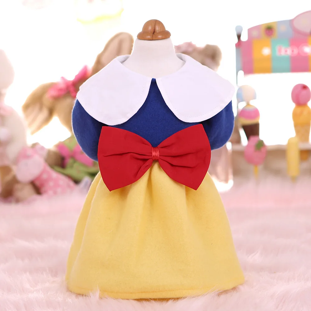 Осень зима новые Белоснежка свитер для собаки голубое платье Толстая теплая