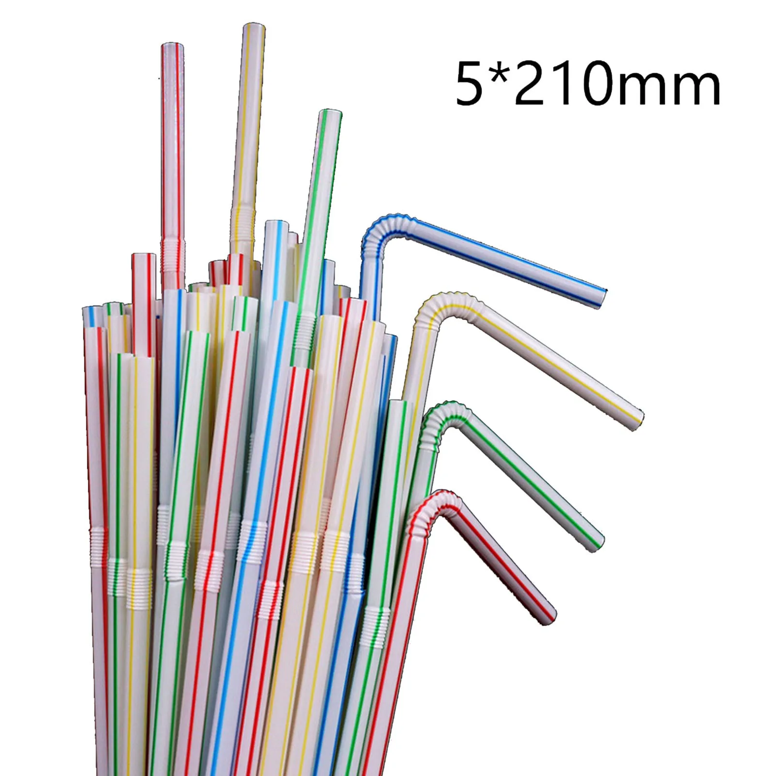

600pcs Disposable Plastic Drinking Straws Multi-Color Striped Bendable Elbow Beverage Straws Birthday Celebration Party Supplies
