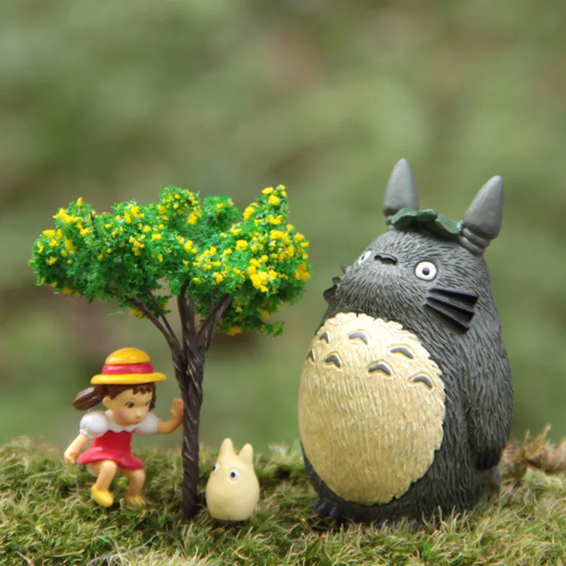 Cartoon DIY Resin Totoros Mei Mini Figure Dolls Tree Landscape Miniature Figurines Home Garden Decoration Toys for Kids Gifts | Игрушки и