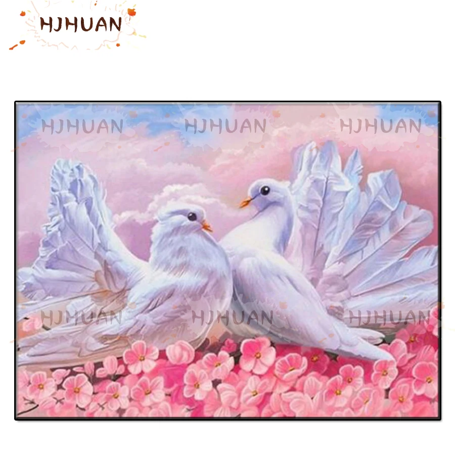 

Diy Round drill White dove, companion, flower diamond painting cross stitch mosaic Full 100% cover embroidery diamond embroidery