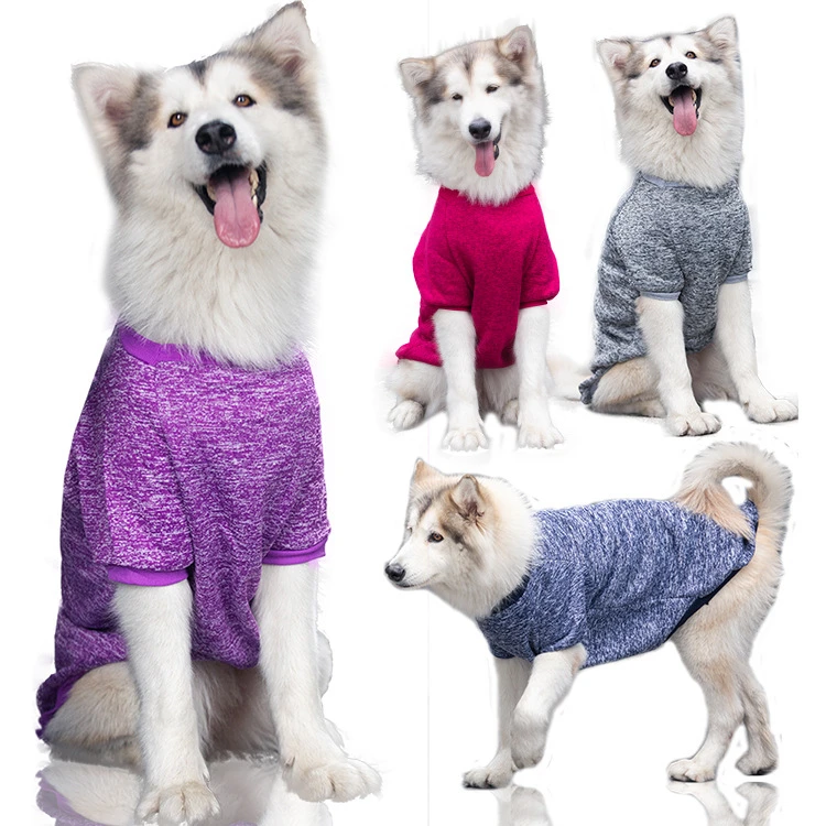 Classic Pure Color Dog Clothes For Large Dogs Winter French Bulldog Fleece Sweater Chihuahua Dachshund Jumpers Big Pet Clothes