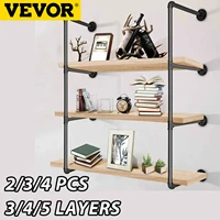 vevor 345 layers iron pipe shelves 234 pcs industrial retro style pipe fittings for shelves on wall storage bookshelf black