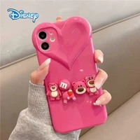 disney lotso 3d pink cartoon mobile phone case for iphone 13 13pro 13mini 13pro max plus cute anti fall cellphone shell