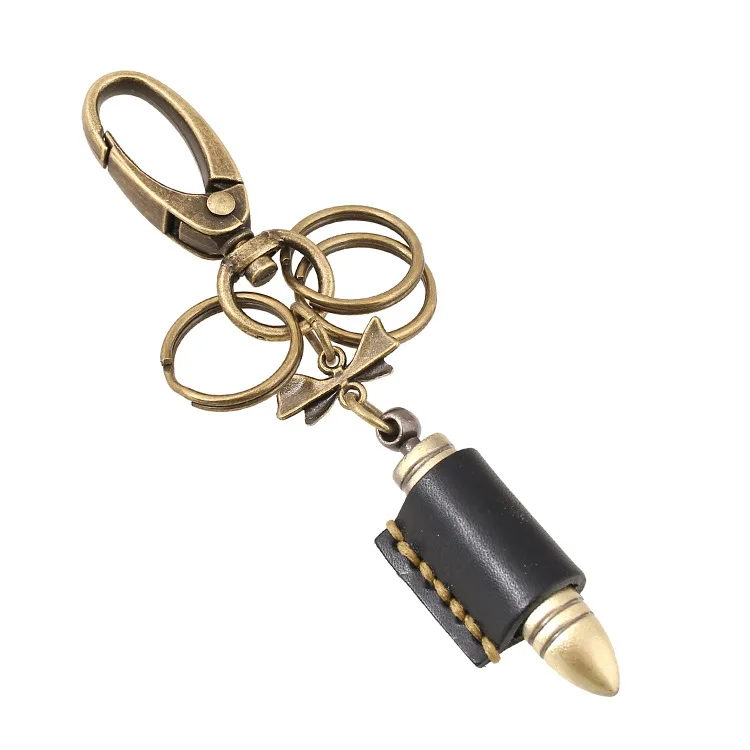 

Vintage cowhide keychain leather pants chain key pendant Leather key chain bag creative pendant