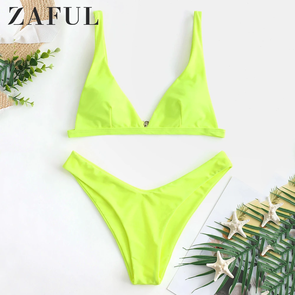 Женский купальник бикини ZAFUL набор купальников с глубоким вырезом и сексуальный