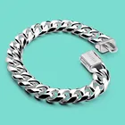 100% стерлингового серебра 925 пробы мужской классический браслет 10 мм цепочка хип-хоп стиль кубинский браслет-цепочка защитная пряжка с подарочной коробкой