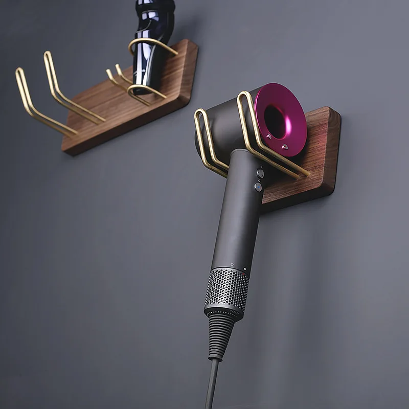 Креативная полка для сушки волос из твердой древесины в ванную комнату настенная