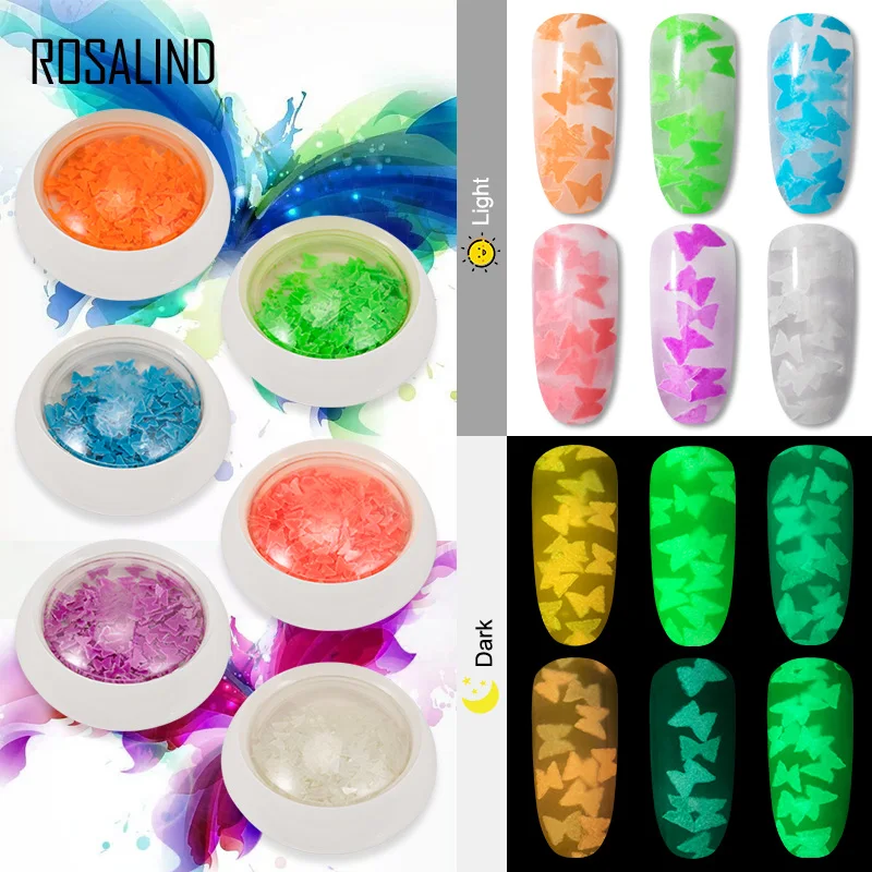 

ROSALIND Luminous Nail Powder Accessories For Art Nail Decoration Glitter Semi permanent Holographic Acrylic Fluorescence Powder