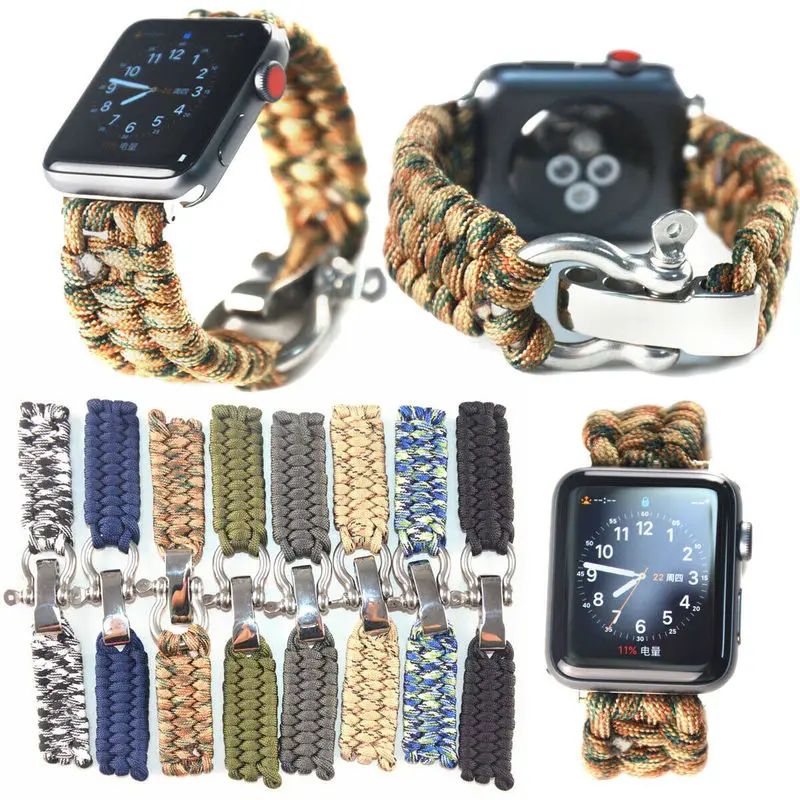 Спортивный ремешок тканый браслет из нейлоновой веревки для наручных часов Apple