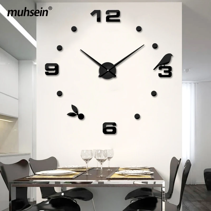 

Muhsein 2021 Mute Black Silver Gold Bird Quartz Wall Clocks Modern Home Decor DIY Clock Creative Livingroom Watch Wholesale