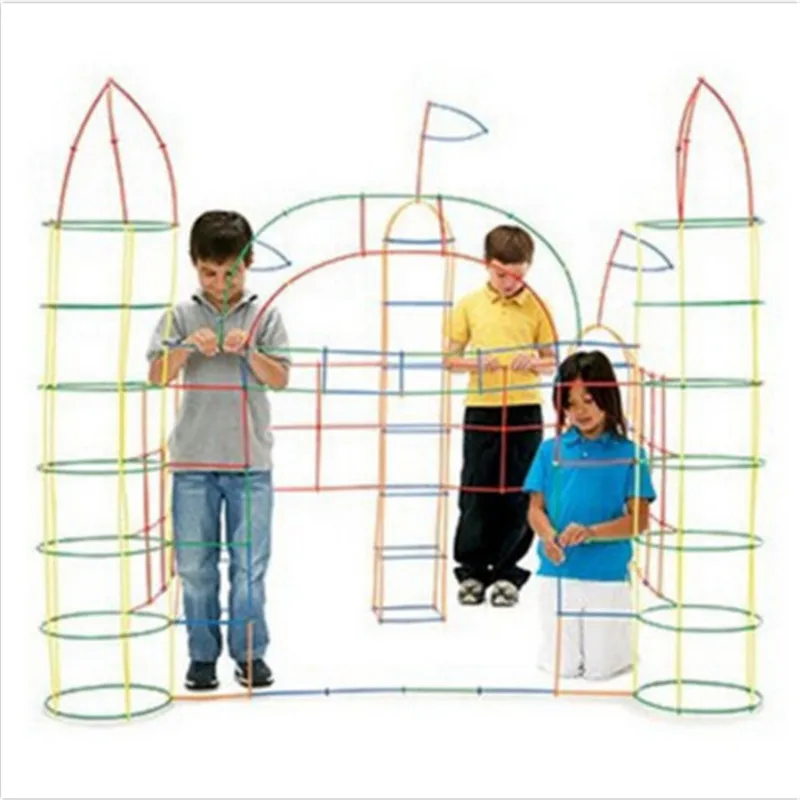 100 шт 4D DIY Пластиковые игрушки соломинка бой вставленные строительные наборы