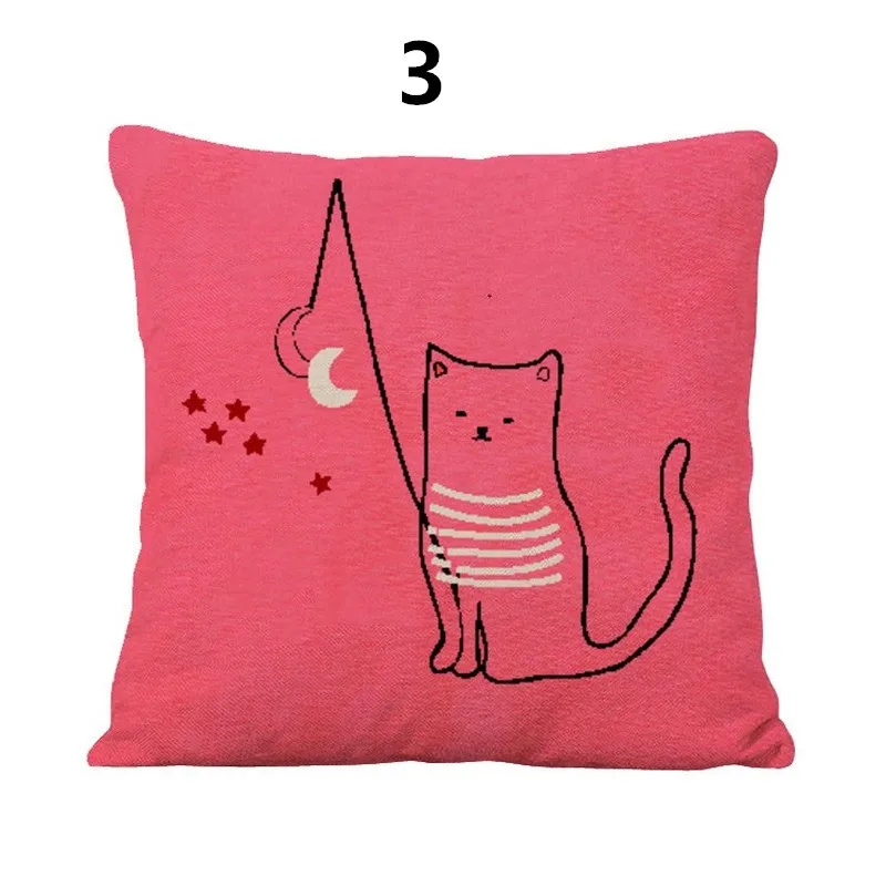Printed PillowcaseFresh Lovely Cat Cushion Covers 45x45 cm 1 Piece Polyester Square Pillowcases for Car Chair Party Cheap Decor |