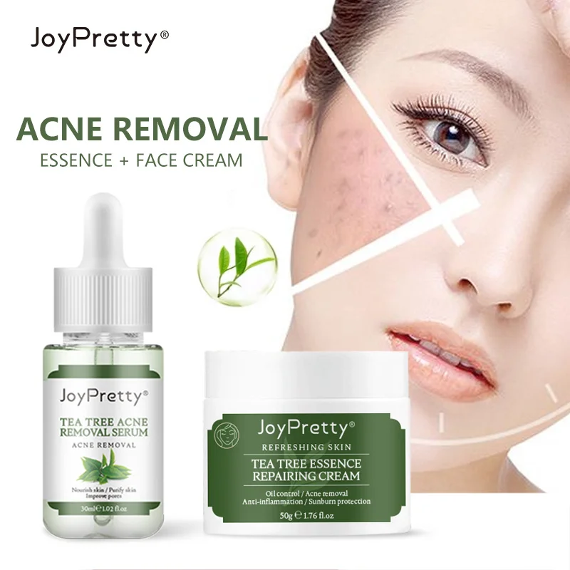 

JoyPretty Tea Tree Oil Skin Care Sets Acne Removal Face Spots Shrink Pore Essence Face Care Oil Control Refreshing Skin Care