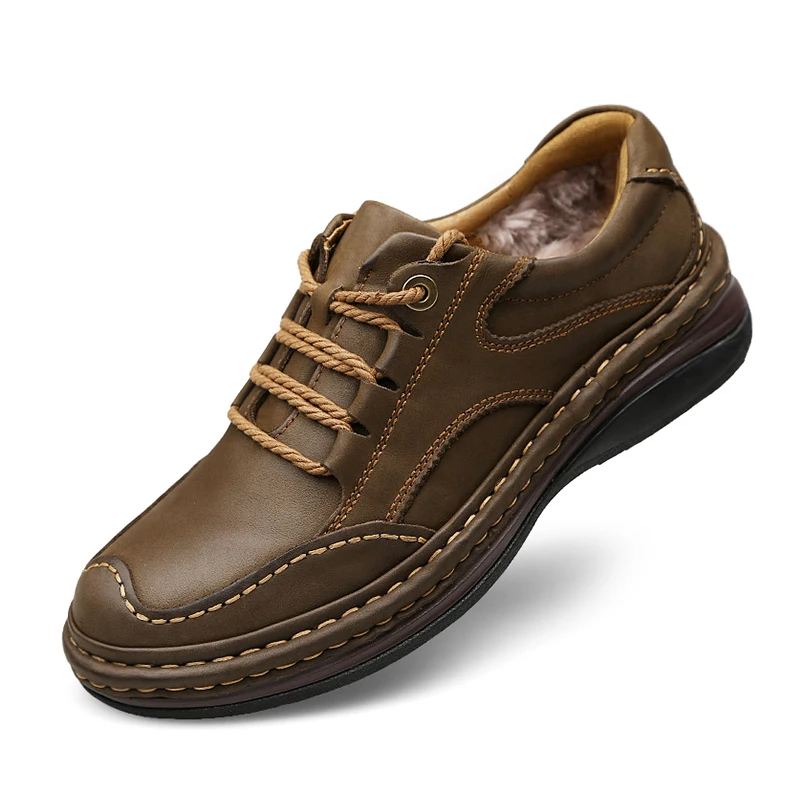 Мужская повседневная обувь Обувь из натуральной коровьей кожи Зимняя теплая