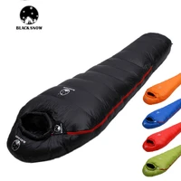 black snow winter outdoor camping mummies soft goose down sleeping bag ultra light warm stitching double sleeping bag 400g 2000g