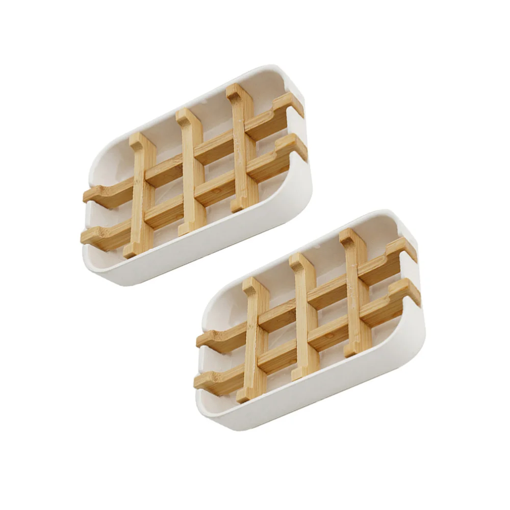 

2Pcs Soap Box Bamboo Drain Soap Dish Detachable Bathroom Soap Tray Holder