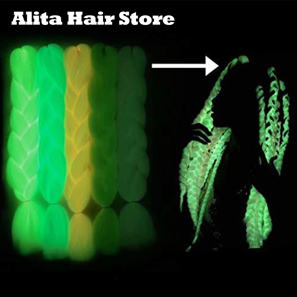 

Synthetic Braiding 24inch Luminous Jumbo Braids Shining Hair Braiding Hair In The Darkness Glowing Braiding Hair Crochet Hair