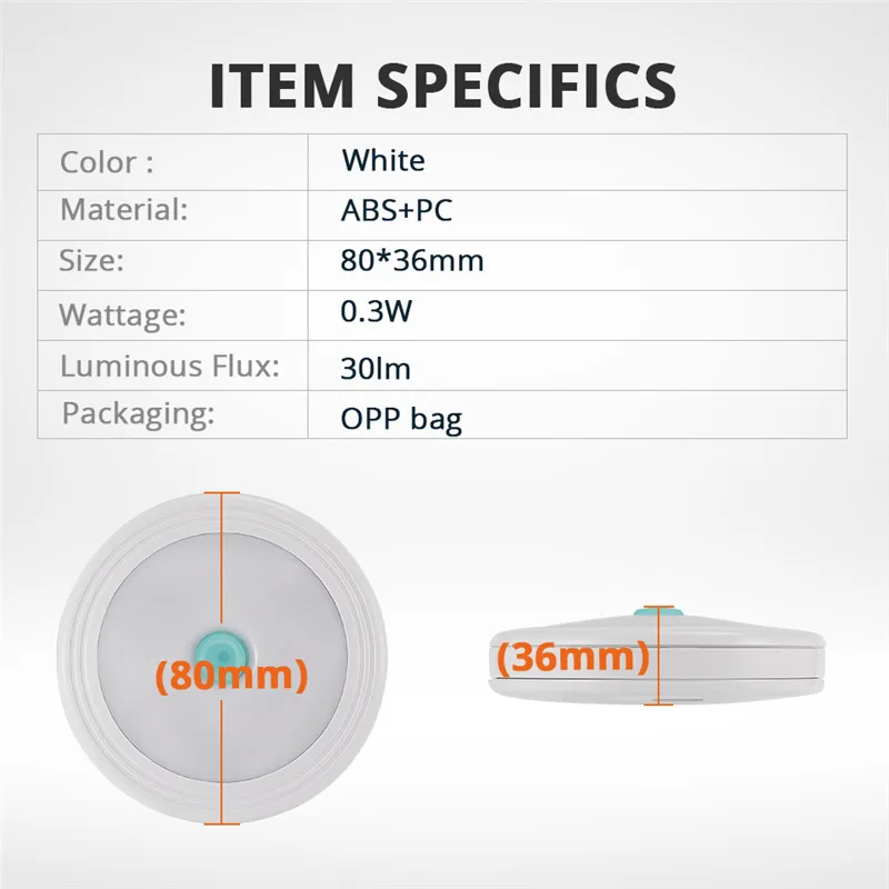 

Portable UFO Car LED Reading Lamp Yellow/White Light Vehicle Inside Mini Book Light for Bedroom Closet Cabin Celling light