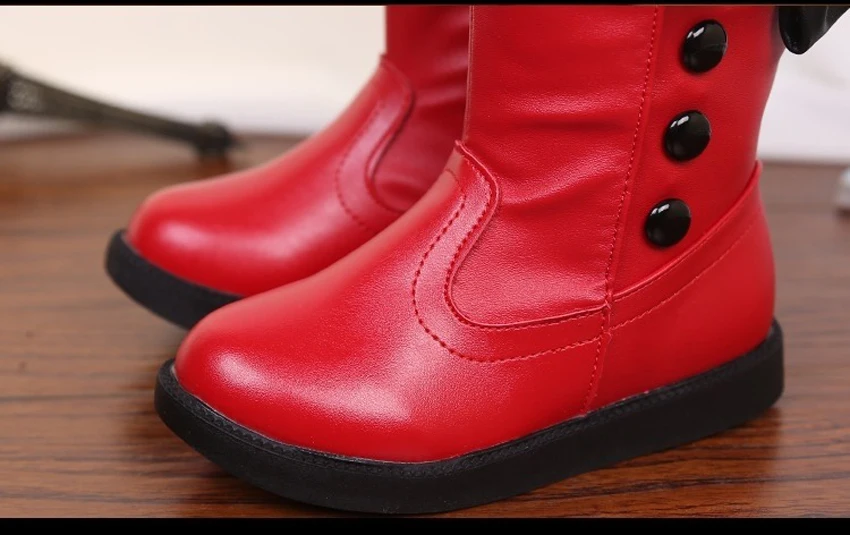 Girls Fashion Boots Autumn Winter Platforms PU Leather Mid-calf Princess Boots Butterfly-knot Ornament Toddler Kids Shoes